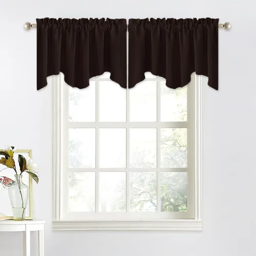 Miniatura 16 de NICETOWN Cenefa de ventana para dormitorio, ahorro de energía, bolsillo para barra, cenefa festoneada corta para ventana pequeña para lavandería