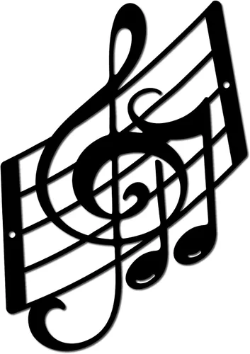 Miniatura 9 de CREATCABIN Notas musicales de metal para decoración de pared, letreros de pared negros para colgar en hierro, escultura de adorno de metal