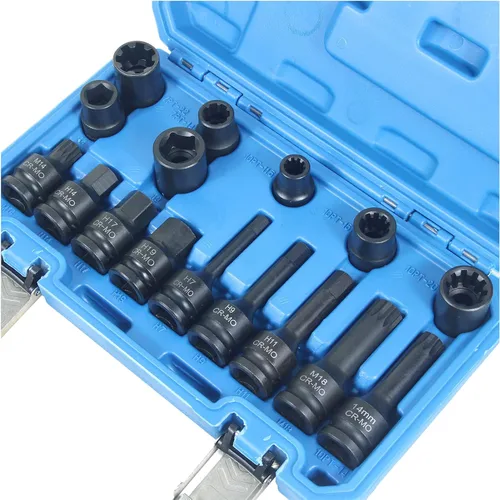 Miniatura 2 de Juego de 16 piezas de pinza de freno de impacto especial de 1/2 pulgada de llave de vaso cuadrada Kit de herramientas de freno compatible