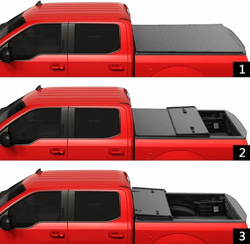 Miniatura 3 de Cubierta rígida de triple pliegue Cama corta de 5 pies Fundas de repuesto para caja de camioneta Nissan Frontier 2005-2023 Accesorios