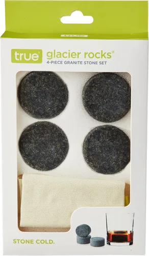 Miniatura 5 de True Glacier Rocks - Enfriadores de bebidas de granito negro, juego de 4 rocas de cóctel de hielo, rocas de hielo para whisky, utensilios de bar