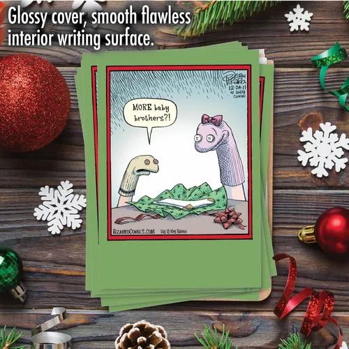 Miniatura 3 de NobleWorks - Caja de 12 tarjetas de Navidad de dibujos animados divertidas - Paquete a granel de vacaciones para Navidad, juego de tarjetas de humor