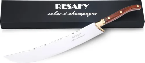 Resafy Sable de champán con caja de regalo, cuchillo de vino espumoso de champán, abridor de champán