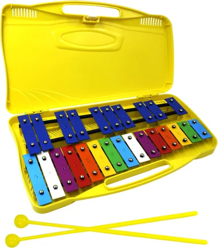 Miniatura 8 de Soulmate Xilófono Glockenspiel de 25 notas para niños, juguete musical colorido con teclas de metal, instrumento xilófono profesional con estuche