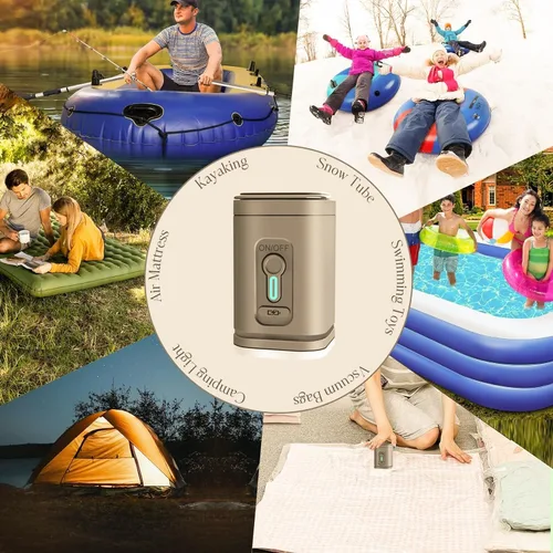 Miniatura 2 de Mini bomba de aire para inflables, portátil, eléctrica tipo C, recargable, se infla rápidamente, desinfla para flotadores de piscina, colchón