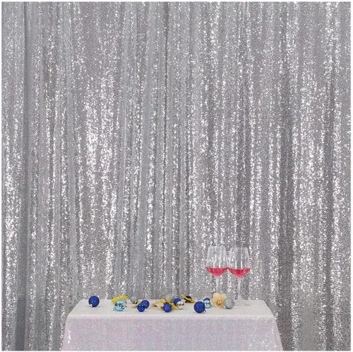 Miniatura 26 de Poise3EHome Cortina de Fondo de Lentejuelas Azul Bebé, Cortina de Fondo de Fotografía de Lentejuelas de 8 pies x 10 pies para Decoración de Fiestas