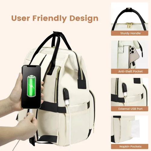 Miniatura 4 de LOVEVOOK Mochila de viaje para laptop para mujer, mochila de computadora de moda, para trabajo, negocios, profesora, enfermera, bolsa de 15.6
