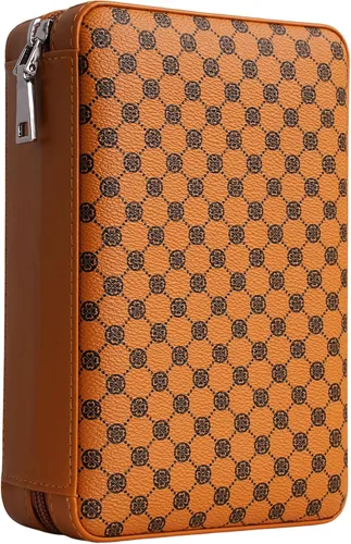 Miniatura 2 de Humidor de viaje de puros, estuche de puros de cuero PU, cortador de puros y juego de encendedor (marrón)