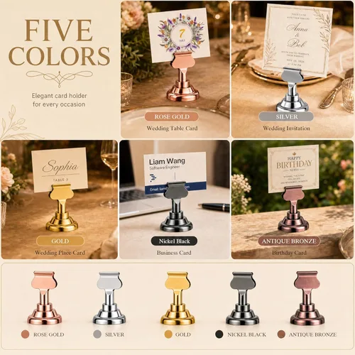 Miniatura 5 de ERYTLLY Paquete de 16 tarjeteros de mesa de 1.7 pulgadas, tarjeteros de acero para bodas, cumpleaños, fotos, notas de notas, restaurantes
