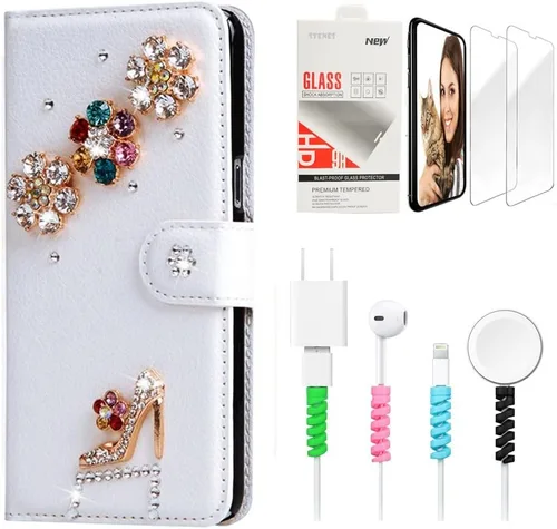 Miniatura 7 de Bling SSBLDwSPCPSeries-15 - Funda de piel con tapa y protector de pantalla y cable