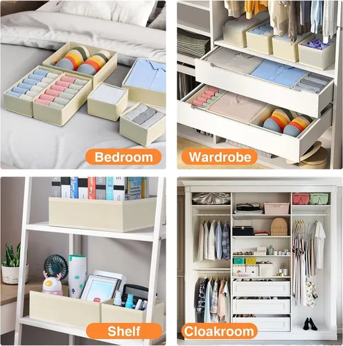 Miniatura 6 de DIMJ Organizador de cajones para ropa, paquete de 6 unidades, organizadores plegables para bebé, organizador de almacenamiento y cómoda