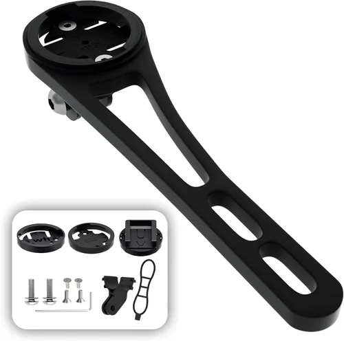 Soporte para computadora de ciclismo de aleación de aluminio delantero para Garmin Road Bike Manillares integrados, compatible con Garmin GPS y