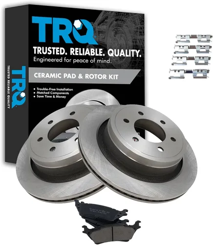 Miniatura 98 de TRQ Kit de rotor de freno trasero y pastillas de cerámica Posi premium compatible con camioneta Chevy GMC