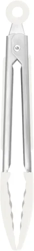 Miniatura 9 de Tovolo Pinzas pequeñas con puntas de silicona de 8.25 pulgadas para servir aperitivos, ensaladas, pinzas de metal de acero inoxidable para cocinar