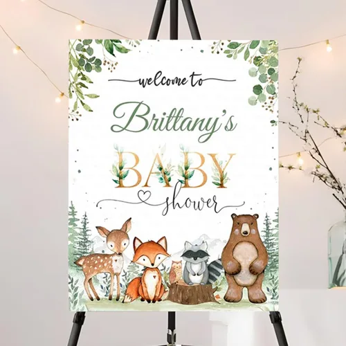Miniatura 21 de Letrero de bienvenida personalizado de oso azul para niño "We Can Bearly Wait Baby Shower", decoración, letrero de bienvenida para bebé niño