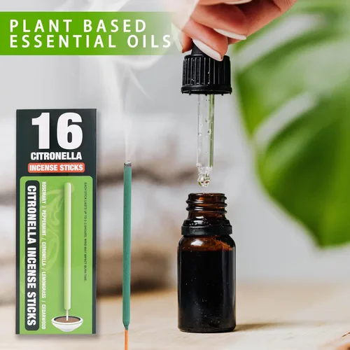 Miniatura 6 de Varillas de incienso de citronela para exterior - 2.5 horas de protección - 16 varillas por caja - Varillas de citronela para acampar, patio, etc