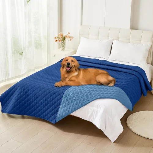 Miniatura 158 de Smiry Funda impermeable para cama de mascota, suave y lavable, para muebles, cama, sofá, reversible, a cuadros (30 x 53 pulgadas, color beige/beige)