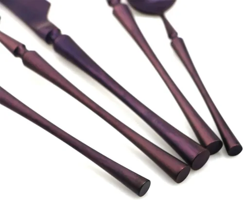 Miniatura 3 de JASHII Juego de cubiertos de lujo de 20 piezas, color morado, para 4 cuberterías, acero inoxidable 304, incluye cuchillo de cena, tenedor, cuchara