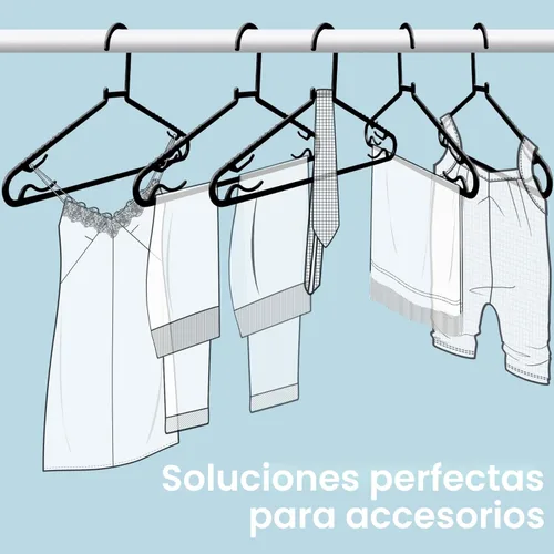 Miniatura 4 de Byomostor Perchas de plástico negro, paquete de 50 perchas ligeras y duraderas en forma de G, tamaño estándar, antideslizantes, perchas para ropa
