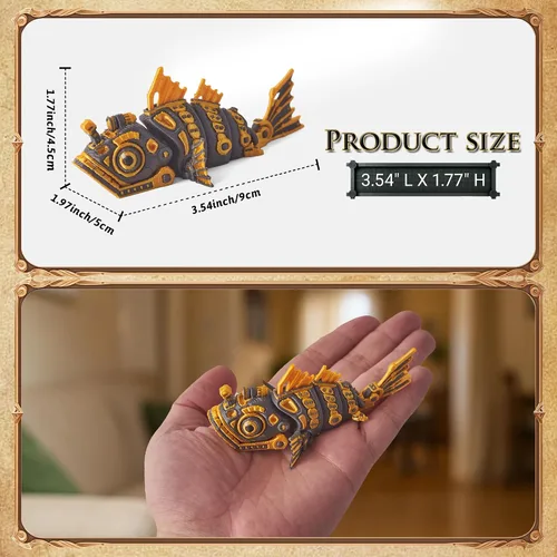 Miniatura 2 de Yipintang Figura de Pescado Cyberpunk Impresa en 3D, Figura de Estilo Steampunk Pez