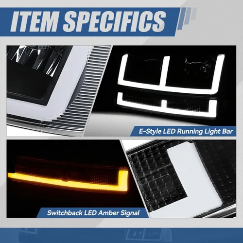 Miniatura 3 de Ensamble de faros Auto Dynasty y luces de parachoques compatibles con Chevy Express GMC Savana 1500-4500 de 2003-2024, con luces DRL E-LED