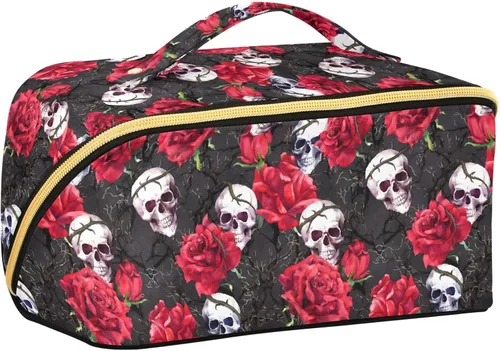 Miniatura 15 de Bolsa Organizadora de Maquillaje, Bolsa de Maquillaje de Halloween con Murciélagos Negros y Cielo Nocturno con Estrellas, Bolsa de Maquillaje