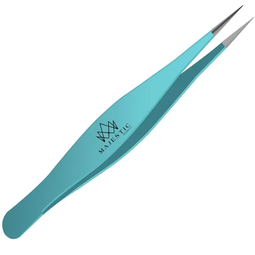 Miniatura 6 de Majestic Bombay Pinzas de punta fina para mujeres y hombres – Garrapatas astilladas, depilación facial, cejas y encarnados – afiladas, nariz