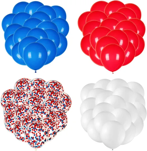 Miniatura 8 de JOYYPOP 80 globos patrióticos rojos, blancos y azules de 12 pulgadas con globos de confeti para decoraciones del 4 de julio, Día