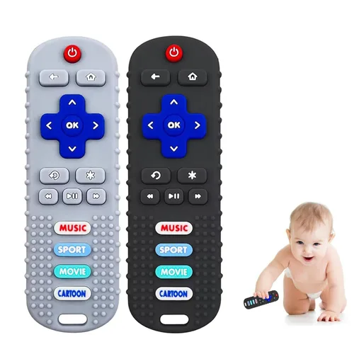 Miniatura 12 de Paquete de 2 mordedores con forma de control remoto para bebé, juguete para bebés, control remoto de TV, juguetes de dentición con control remoto