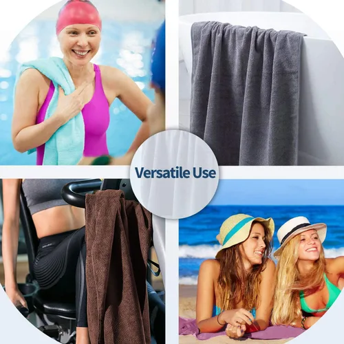 Miniatura 6 de MERRY HOME Paquete de 6 toallas de baño, 27 x 55 pulgadas, juego de toallas de baño de microfibra grandes para adultos, hombres y mujeres, ultra