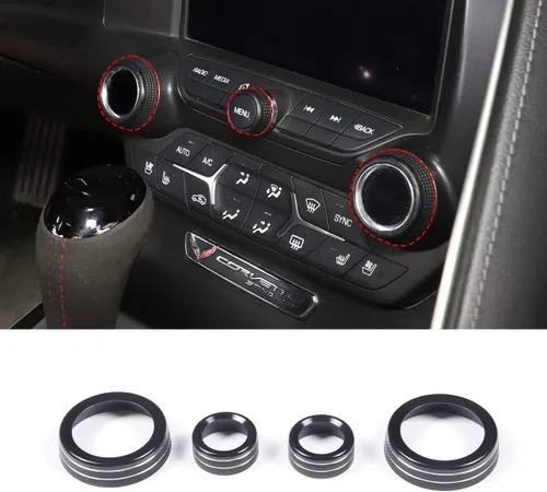 Miniatura 2 de Cubierta de botón de ajuste de volumen de aire acondicionado de aleación de aluminio compatible con Chevrolet Corvette C7 2014 2015 2016 2017 2018