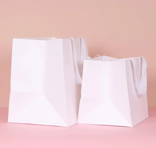 Miniatura 5 de 12 bolsas cuadradas de 9 x 7.9 x 9 pulgadas (7) bolsas de regalo cuadradas de tamaño mediano, blancas de fondo ancho, bolsas de papel resistentes