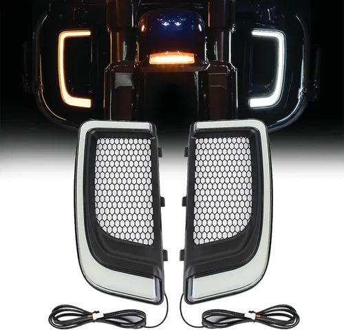 Luces de ventilación Road Glide, intermitentes, circulación diurna, luces laterales para motocicletas 2015-2020 (negro)