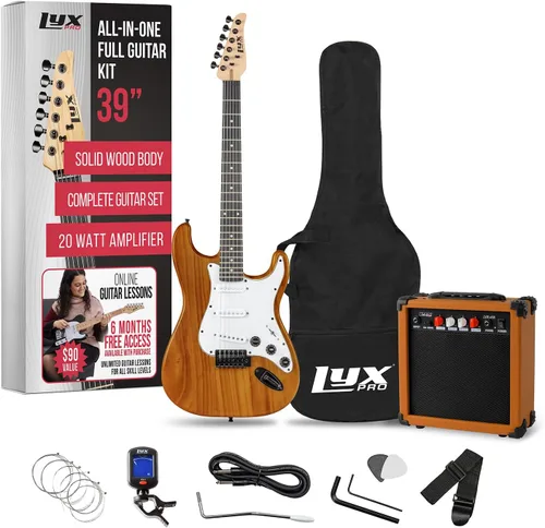 Miniatura 16 de LyxPro Kit completo de guitarra eléctrica de 39 pulgadas para principiantes, tamaño completo con amplificador de 20 W, el paquete incluye todos
