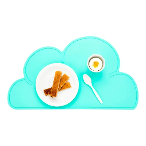 Restaurantware Mantel individual de silicona con forma de nube para alimentos, color verde azulado, antideslizante, fácil de limpiar, protección de