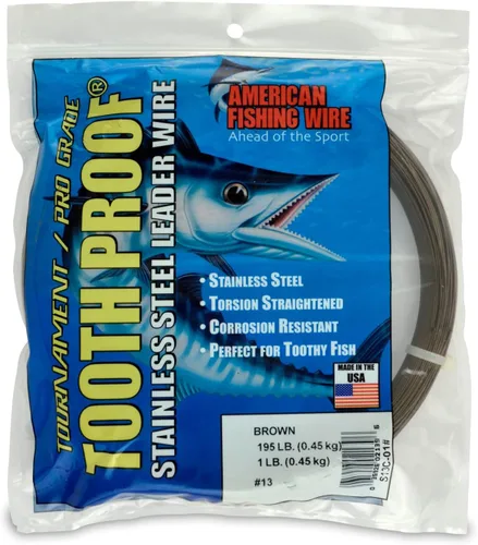 Miniatura 74 de AFW Alambre Líder Duro de Una Hebra de Acero Inoxidable a Prueba de Dientes - Brillante y Camuflaje para Tiburón, Barracuda, Caballa Real, Wahoo