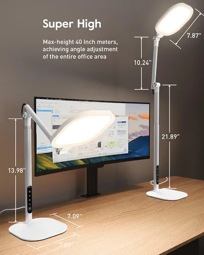 Miniatura 6 de Lámparas LED de escritorio para oficina en casa con base, lámpara de escritorio alta con 50 modos de luz y memoria y temporizador, luz