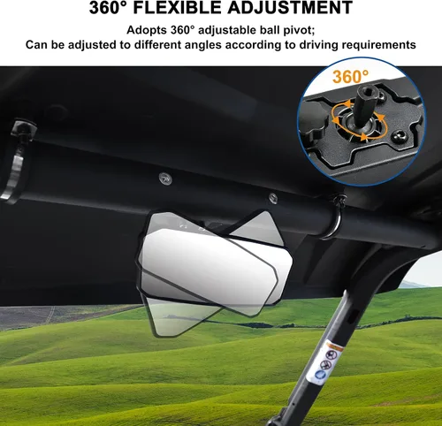 Miniatura 2 de SAUTVS Kit de espejo retrovisor central convexo ajustable y retrovisor lateral plegable para Can-Am Maverick Trail Sport Commander 2018-2026