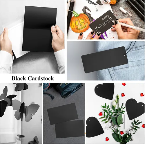 Miniatura 7 de 50 hojas de cartulina negra de 12 x 12 pulgadas, papel grueso de 80 libras, papel de construcción para invitaciones, manualidades, fabricación