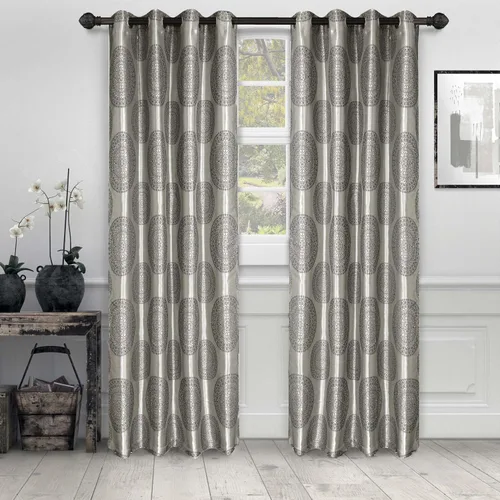 Miniatura 8 de Superior Cordon - Cortinas de jacquard para habitación y ventana, con ojales de acero inoxidable, clásico ecléctico transicional, juego de 2 paneles