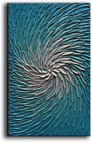 Miniatura 11 de YaSheng Art - Arte abstracto 3D pinturas al óleo sobre lienzo, textura de color gris plateado, arte abstracto moderno para decoración del hogar