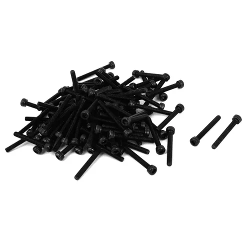 Miniatura 3 de uxcell M2 x 0.984 in Acero Aleación Tornillos de máquina Tornillos de máquina Negro 50