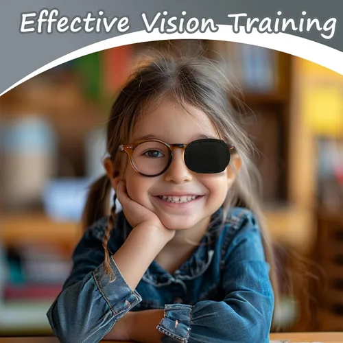 Miniatura 5 de Parches de ojos para niños para gafas – Parches negros izquierdo y derecho para ambliopía, estrabismo, tratamiento de ojos perezosos y recuperación