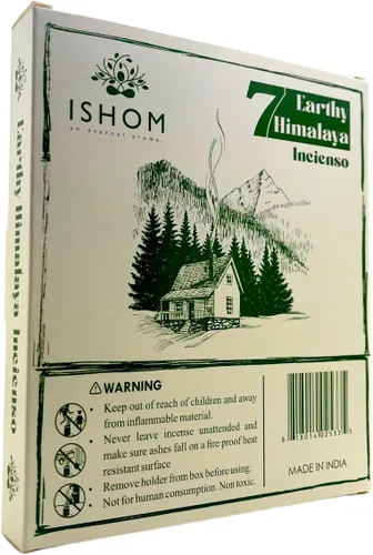 Miniatura 2 de Ishom 7 Incienso Incienso del Himalaya terroso - Pinón, cedro, enebro, nogal, aliso, mezquite, bálsamo de abeto con soporte - Hecho en la India