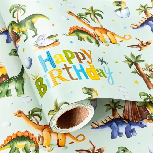 Miniatura 16 de Garbendy Papel de regalo de cumpleaños – Mini rollo – 17 pulgadas x 16.5 pies – Coloridas letras felices en papel azul papel de regalo perfecto