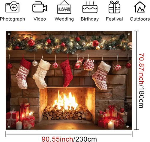 Miniatura 4 de BlissYard Pancarta de Fondo de Navidad de 8 x 6 pies Papá Noel Trineo Reno Feliz Navidad Árbol Muñeco de Nieve Regalos País de las Maravillas