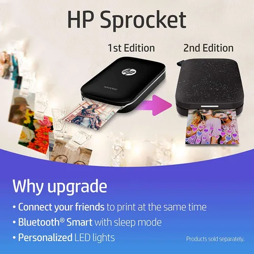 Miniatura 3 de Impresora de fotografías portátil HP Sprocket (negra), con papel fotográfico adhesivo Zink, Negro