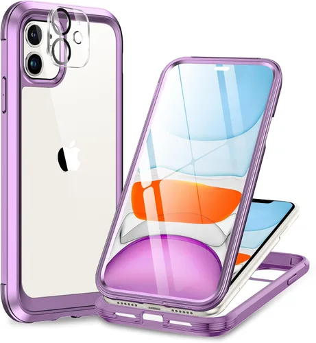 Miniatura 56 de Miracase Funda para iPhone 13 de 6.1 pulgadas, [sin burbujas] funda de teléfono de cuerpo completo con pantalla de vidrio completa integrada, sin