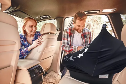 Miniatura 5 de Metplus Funda de asiento de automóvil sin contacto para bebés, fundas de lactancia para mamá, bufanda de lactancia, toldo multiusos para asiento