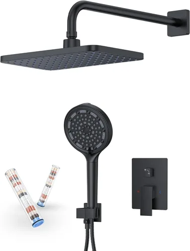 Miniatura 12 de KOJOX Sistema de Ducha de Baño de Lujo de 12 Pulgadas Cabezal de Ducha de Lluvia con Ducha de Mano Mezcladora Juego Combinado de Ducha Montado